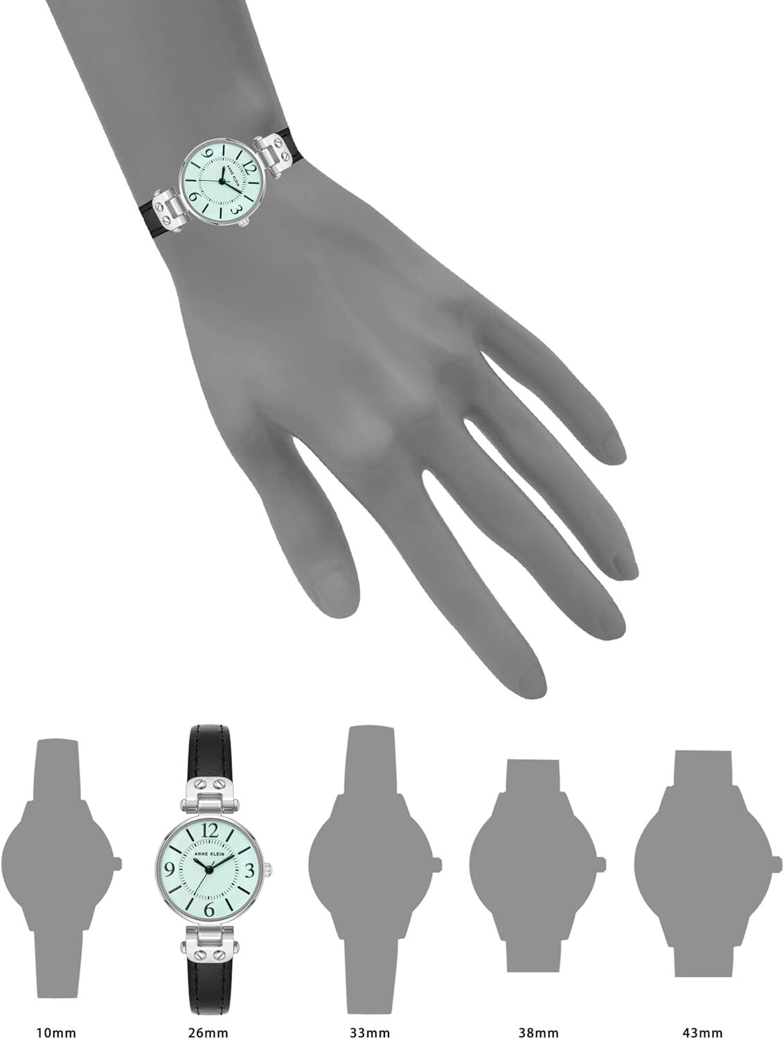 Stylish Aqua Blue Dial Women's Watch with Black Leather Strap - Waterproof