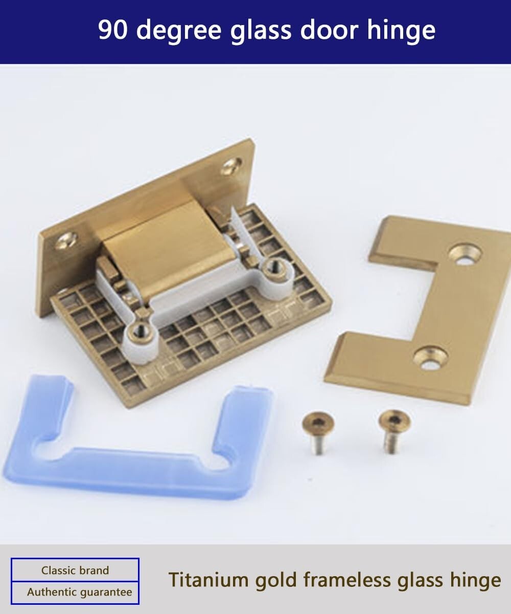 Sturdy 2 Pack Brushed Gold Glass Cabinet Hinges - Heavy-Duty Self-Closing Design