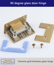 Load image into Gallery viewer, Sturdy 2 Pack Brushed Gold Glass Cabinet Hinges - Heavy-Duty Self-Closing Design