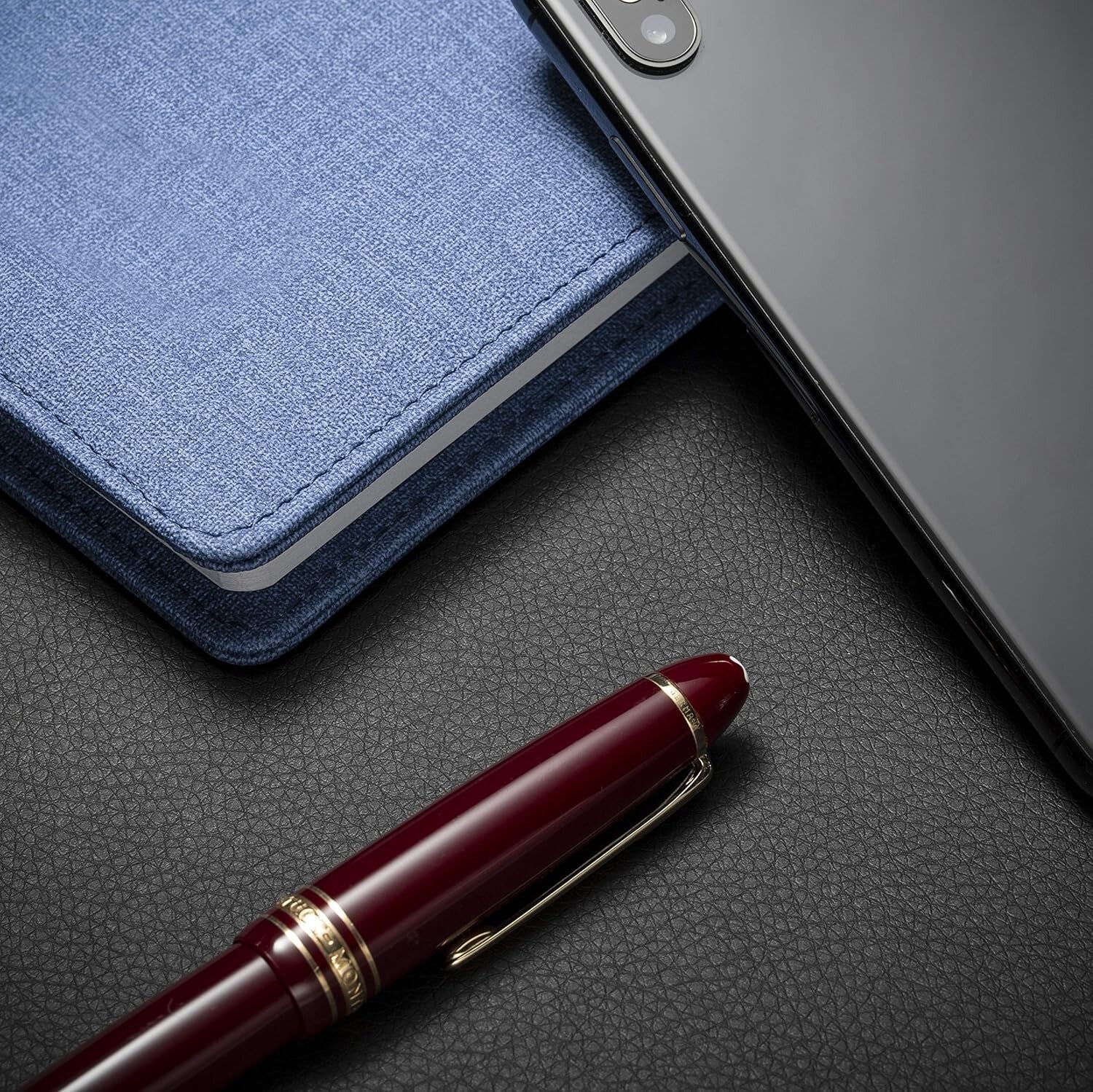 Non-Slip Black Leather Desk Blotter Pad 34'x17' - Protect and Enhance Workspace