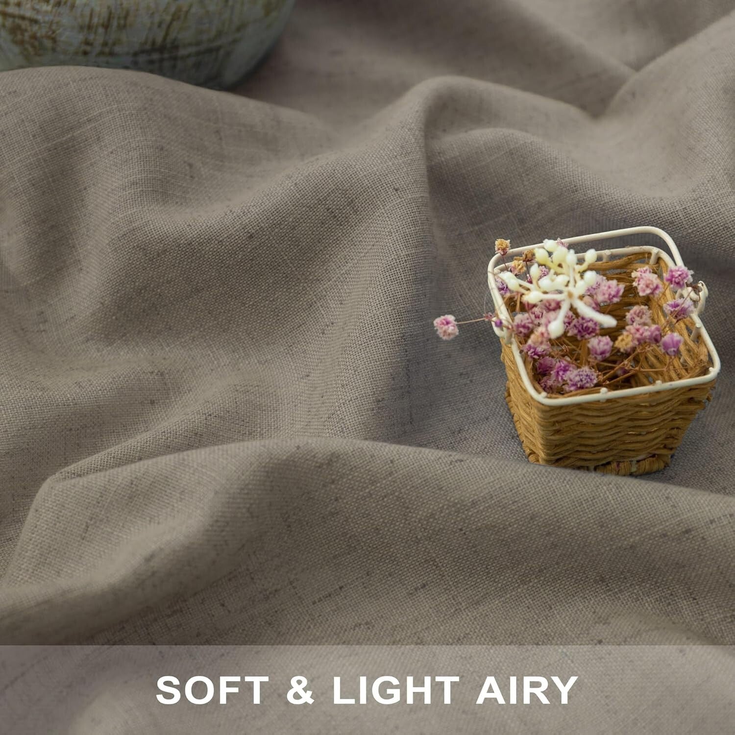 2 Panel Set of Airy Extra Long Linen Curtains 108'' - Elegant Window Drapes