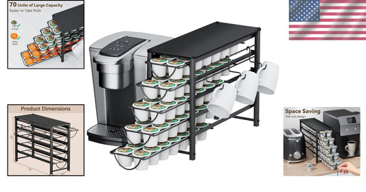 Metal Coffee Capsule Storage Drawer for 70 Pods - Space-Saving Counter Solution