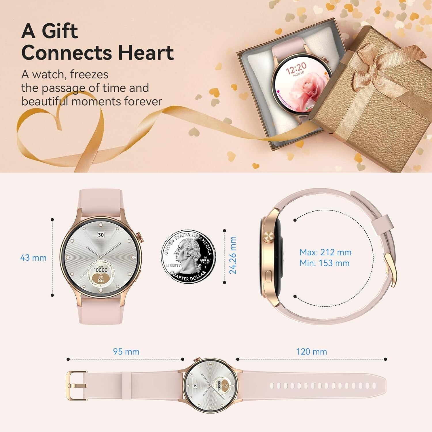 Women’s Smart Fitness Watch - AI Voice Control, Sleep Monitor & Custom Dials