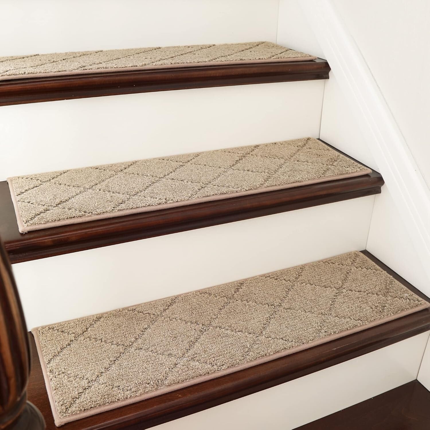 Indoor Non-Slip Carpet Stair Mats 28in x 9in - 15 Piece Set for Elegant Safety