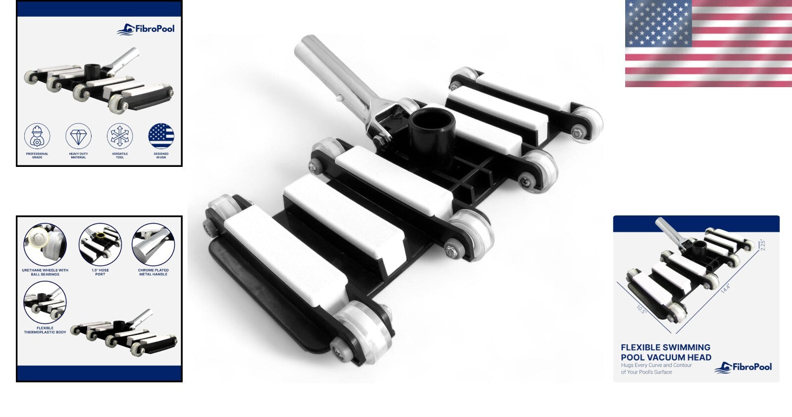 Ergonomic Pool Vacuum Head - Extra-Wide & Flexible for Ultimate Surface Cleaning