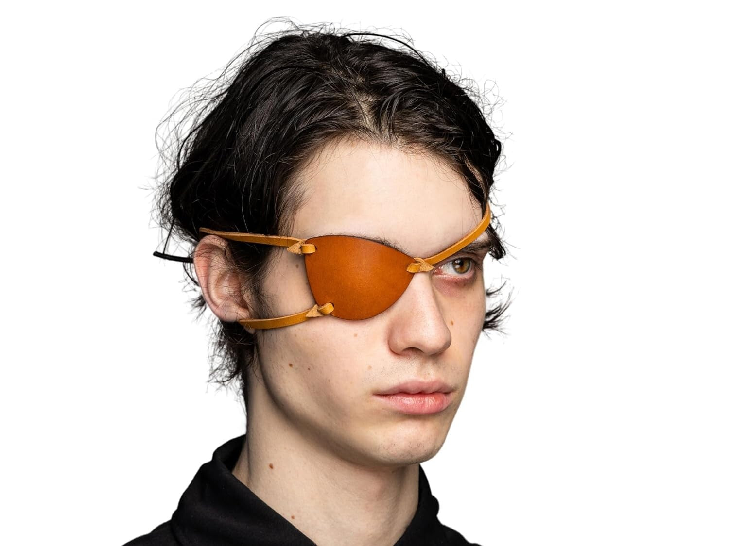 Adjustable Black Leather Eye Patch - Stylish Punished Snake Cosplay Accessory