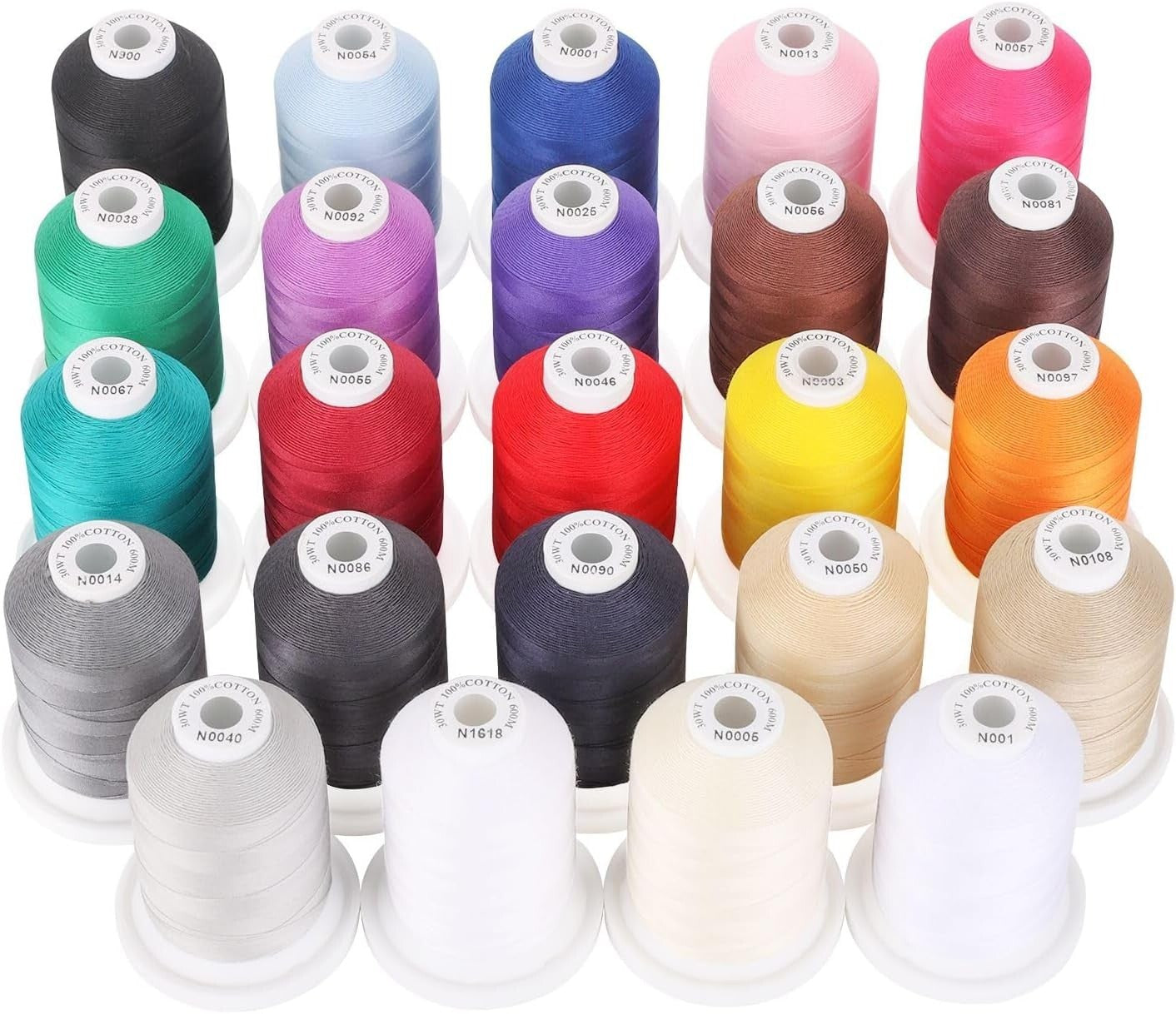 18 Options - 100% Mercerized Cotton Threads in 24 Colors for Versatile Sewing