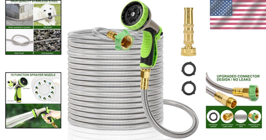 75 FT Long Metal Hose: Kink-Free, Leak-Proof with 10-Function Sprayer Included
