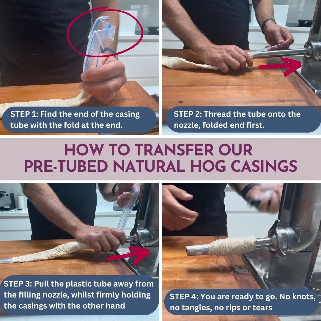 Pre-Tubed 32mm Natural Hog Casings - Ideal for Italian Sausage & Chorizo Making