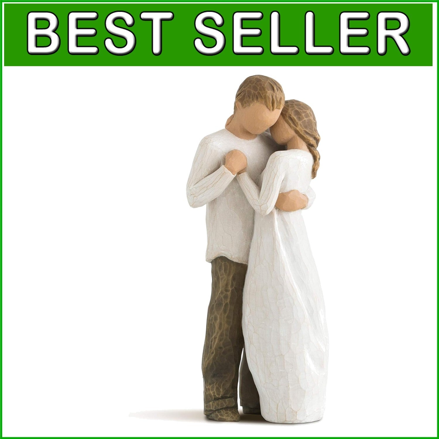 Elegant Embracing Couple Sculpture - Hand-Painted Figure for Home Decor