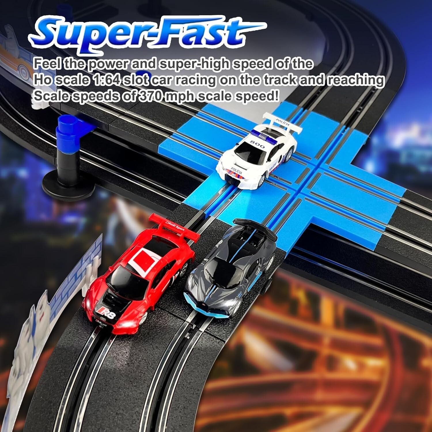 13.5M Slot Car Track Set with 4 Licensed Cars - Perfect for Family Racing Fun