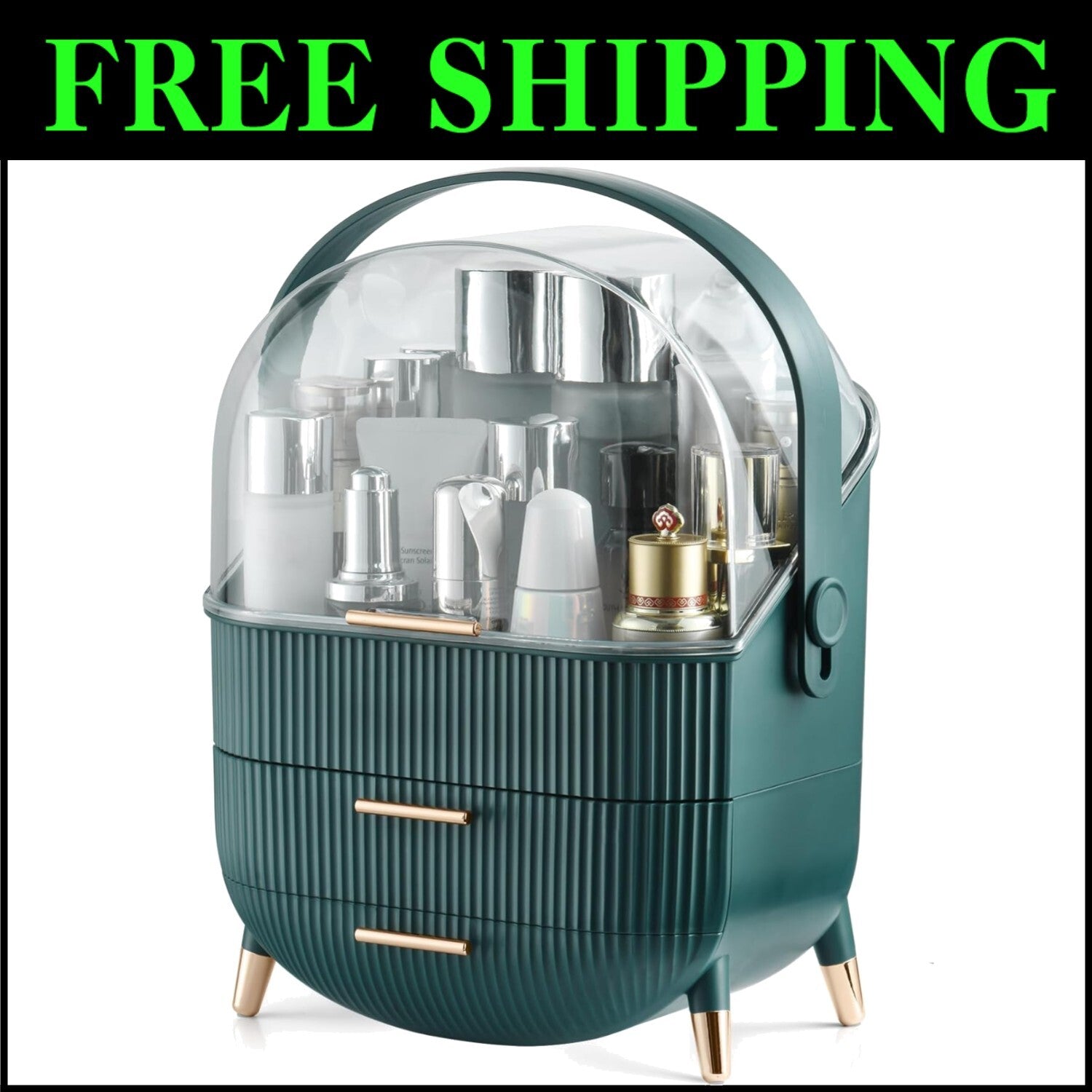 Stylish Oval Makeup Organizer with Non-Slip Feet - Ideal for Bathroom Counters