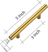 Load image into Gallery viewer, 60 Pack Brushed Brass Cabinet Pulls - Elegant 5” Stainless Steel Handles