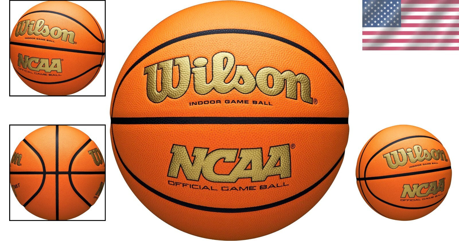 Elite NCAA Indoor Game Basketball - Size 7, Moisture-Managed Grip, Gold/Orange