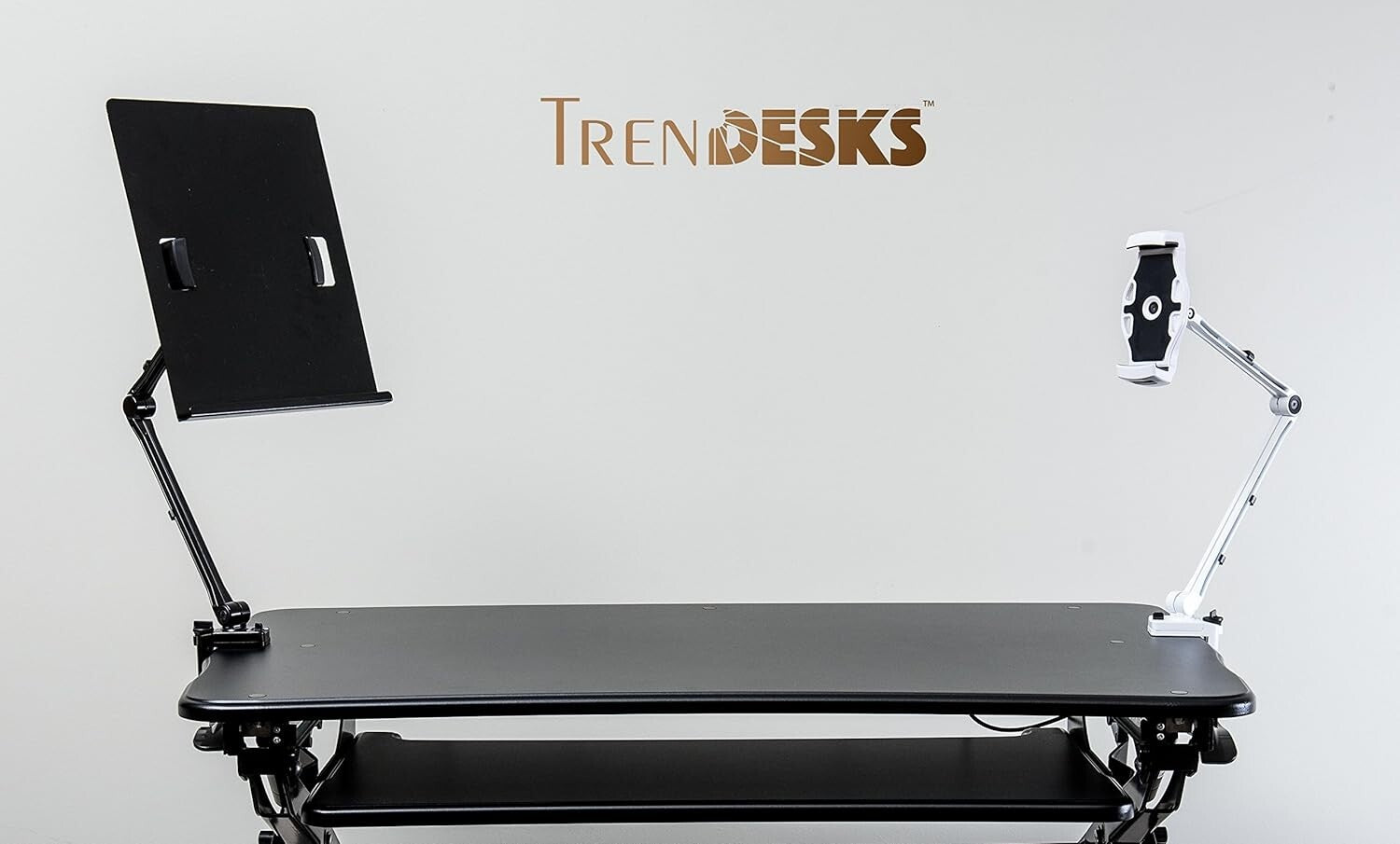 Full Motion Black Document and Tablet Holder - Adjustable & Space-Saving Design