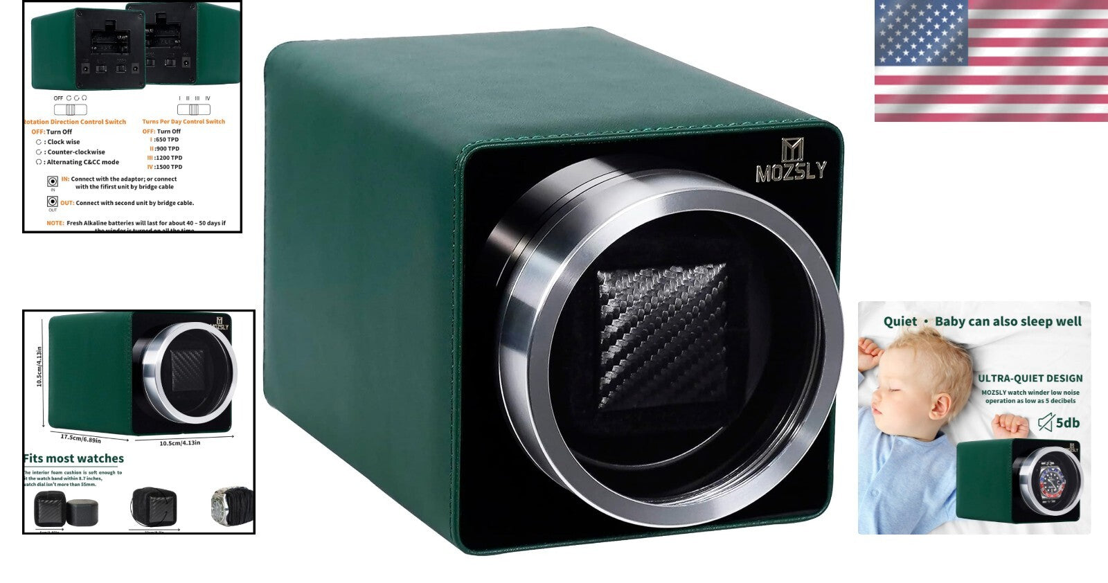 Elegant Automatic Watch Winder - Leather Design with 12 Quiet Rotation Settings