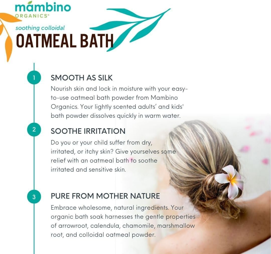 Smooth and Soothing Organic Oatmeal Bath Powder – 6oz 3-Pack for Sensitive Skin