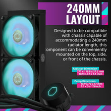 Load image into Gallery viewer, MasterLiquid ML240L RGB V2 AIO Liquid Cooler - 240mm, Dual Chamber Efficiency