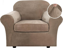 Load image into Gallery viewer, Stylish Camel Velvet Chair Cover Set - 2 Piece Slipcover for Everyday Protection