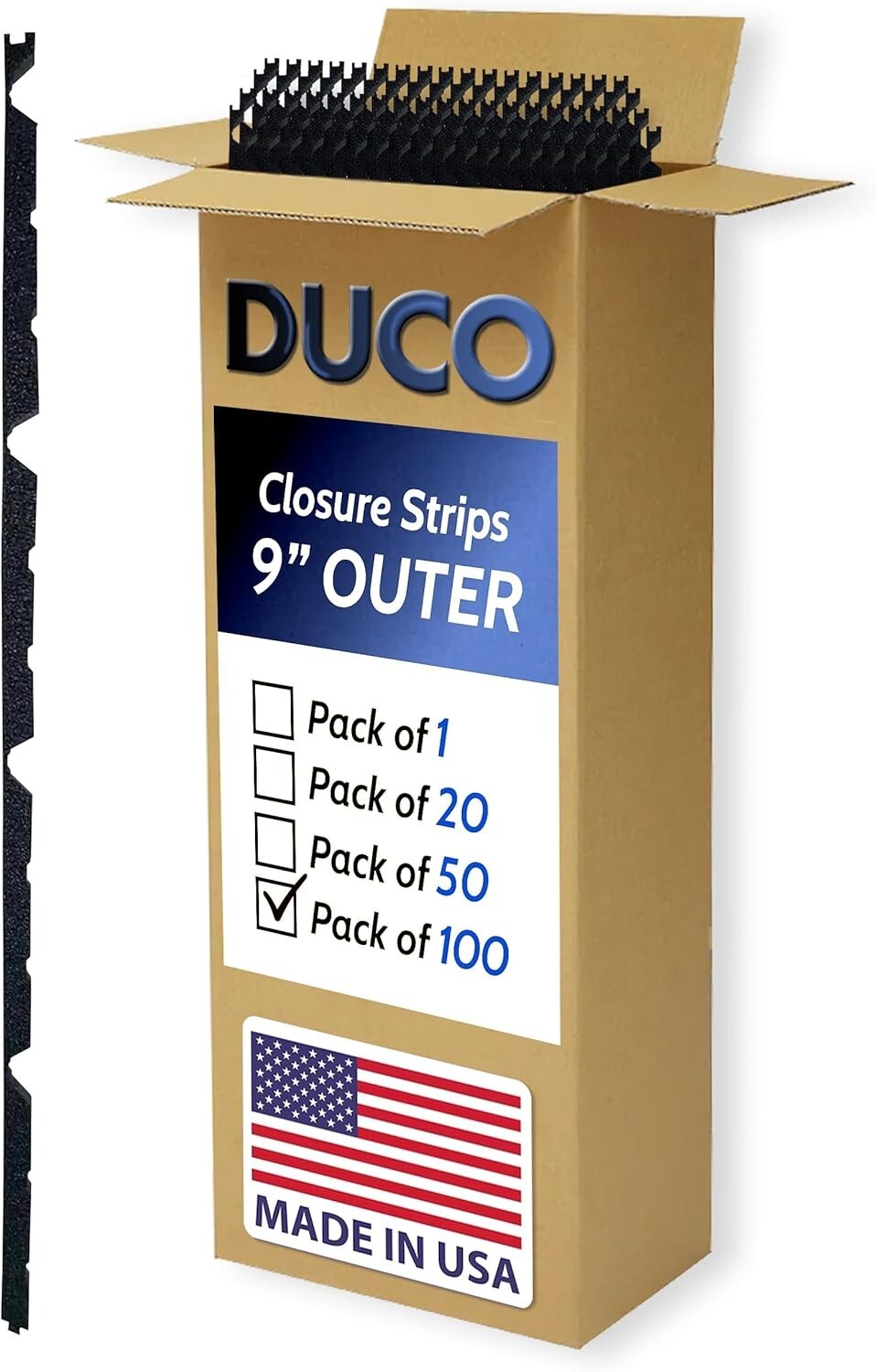 Interlocking 9" Foam Closure Strips for Metal Roofing - 100 Pack, Easy Install