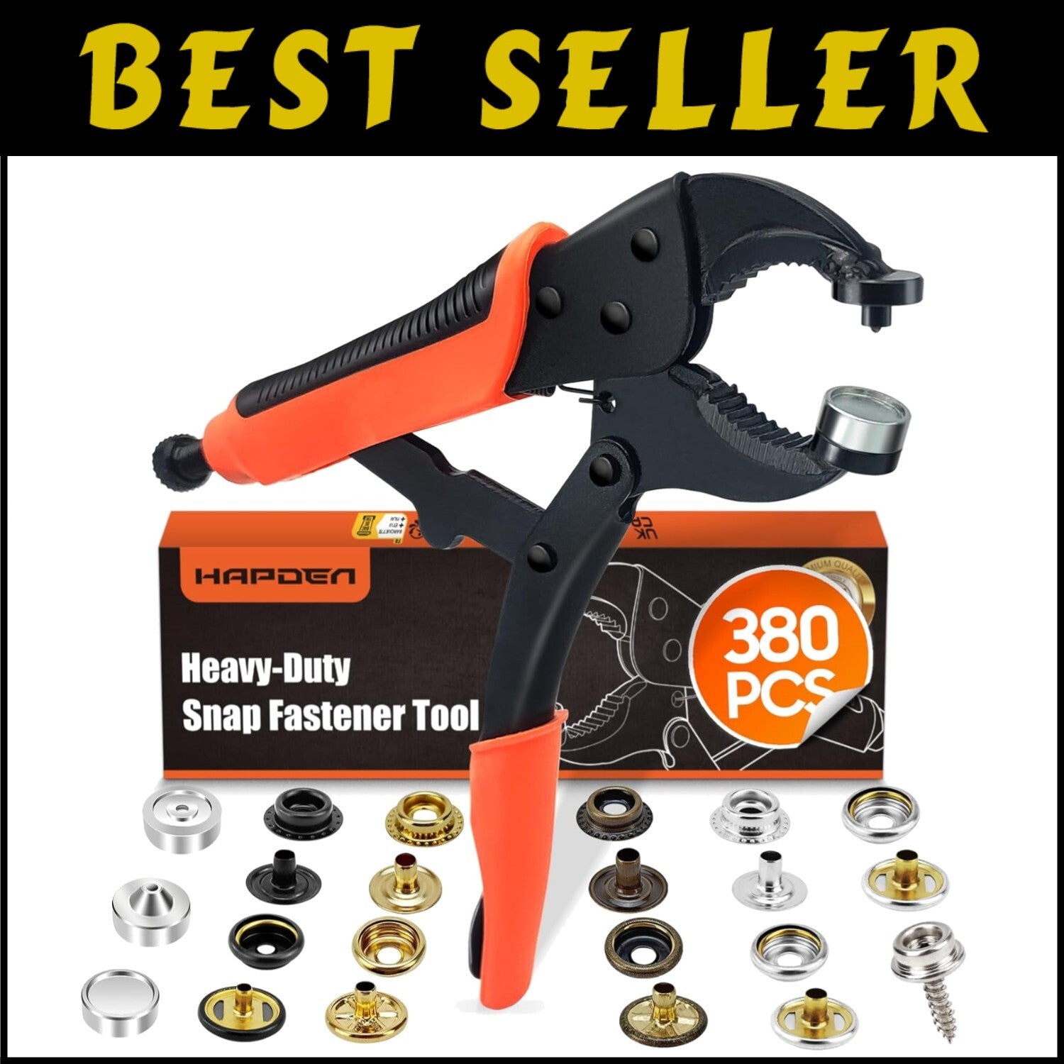 Effortless Snap Installation Tool with 100 Durable Canvas Snaps - Orange Kit