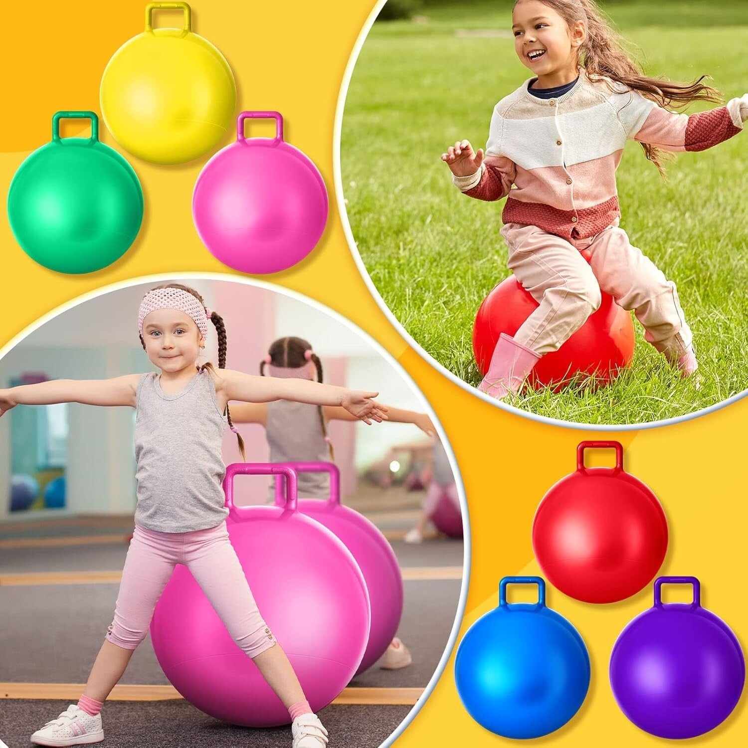 6-Pack 20-Inch Inflatable Hopper Balls with Pump - Fun Family Outdoor Games