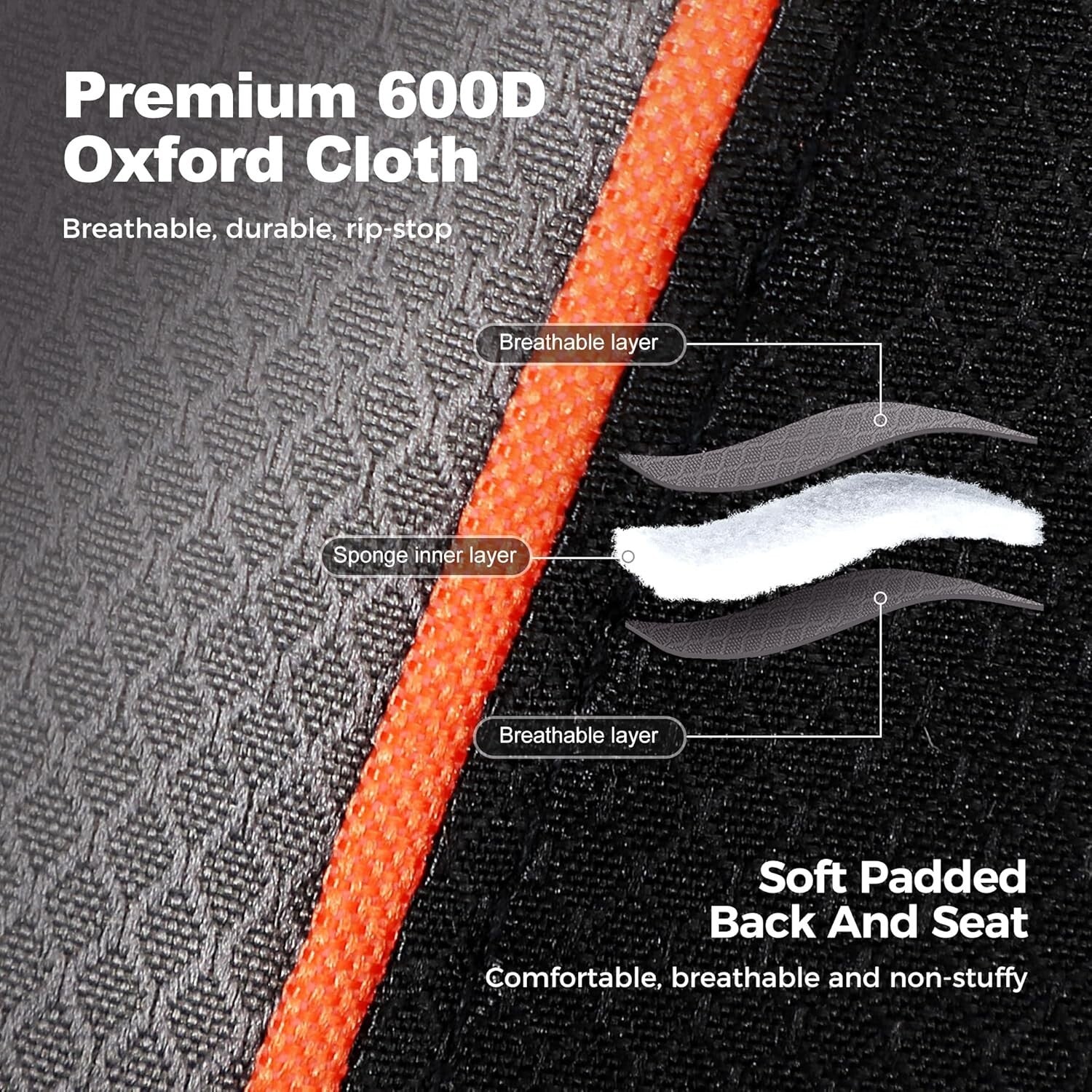 Ergonomic Padded Folding Camping Chair with Cooler & Cup Holder - Twin Pack