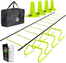 Load image into Gallery viewer, Speed Agility Ladder with Adjustable Hurdles and Jump Rope for Sports Training