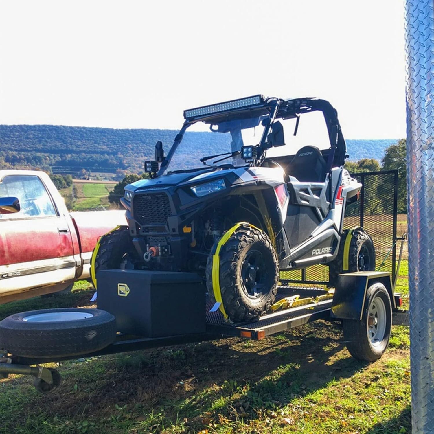 11' x 2" E-Track Car Straps - Secure 4-Pack with Rubber Blocks & Ratchets