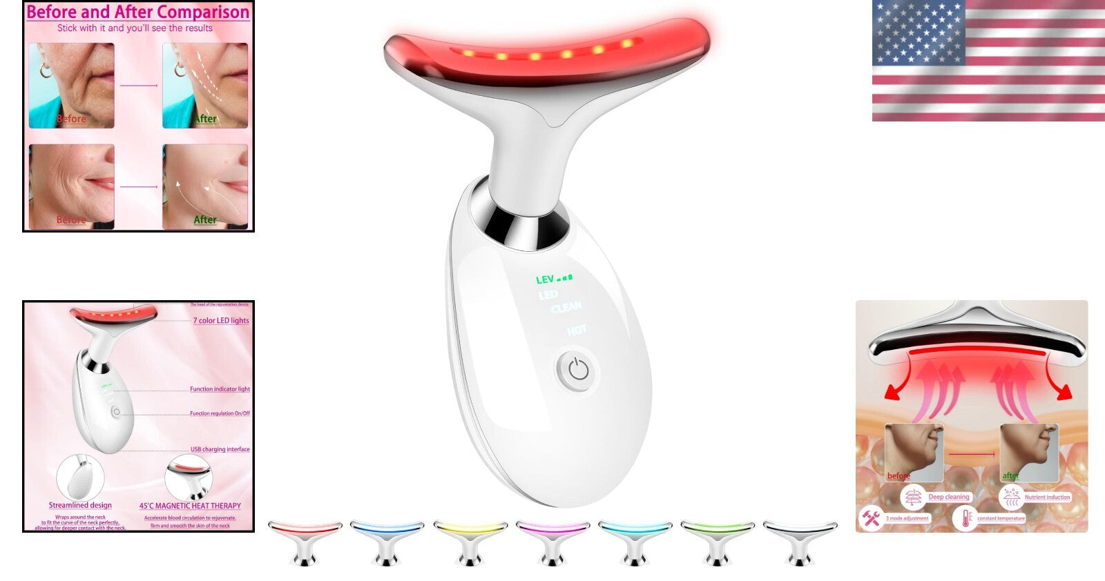Compact Facial Massager Wand with Red Light Therapy for Radiant Skin Results