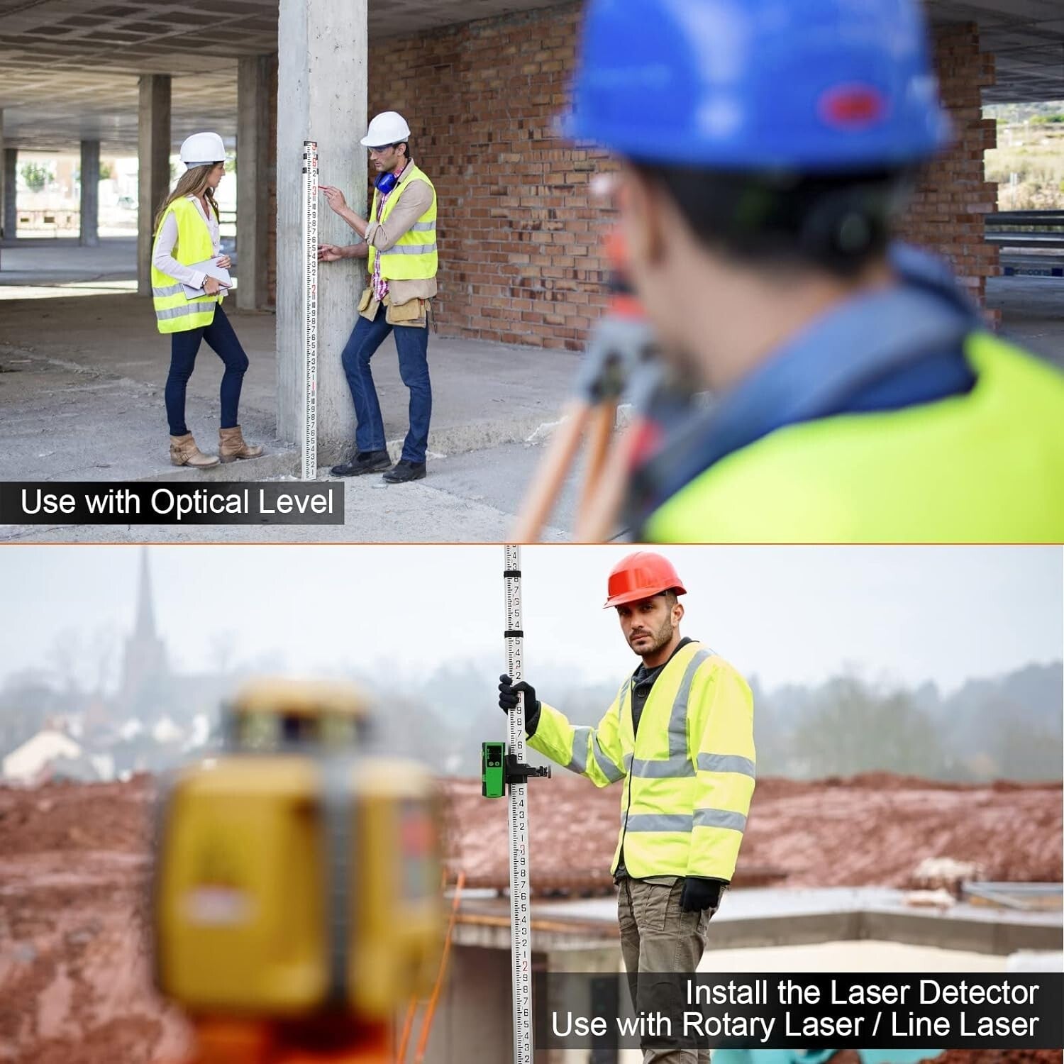 Durable Dual-Sided 16 Foot Aluminum Grade Rod with Bubble Level & Carry Case