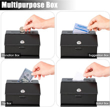 Load image into Gallery viewer, Versatile Black Metal Suggestion Box with Key and Slot - Perfect for Fundraising