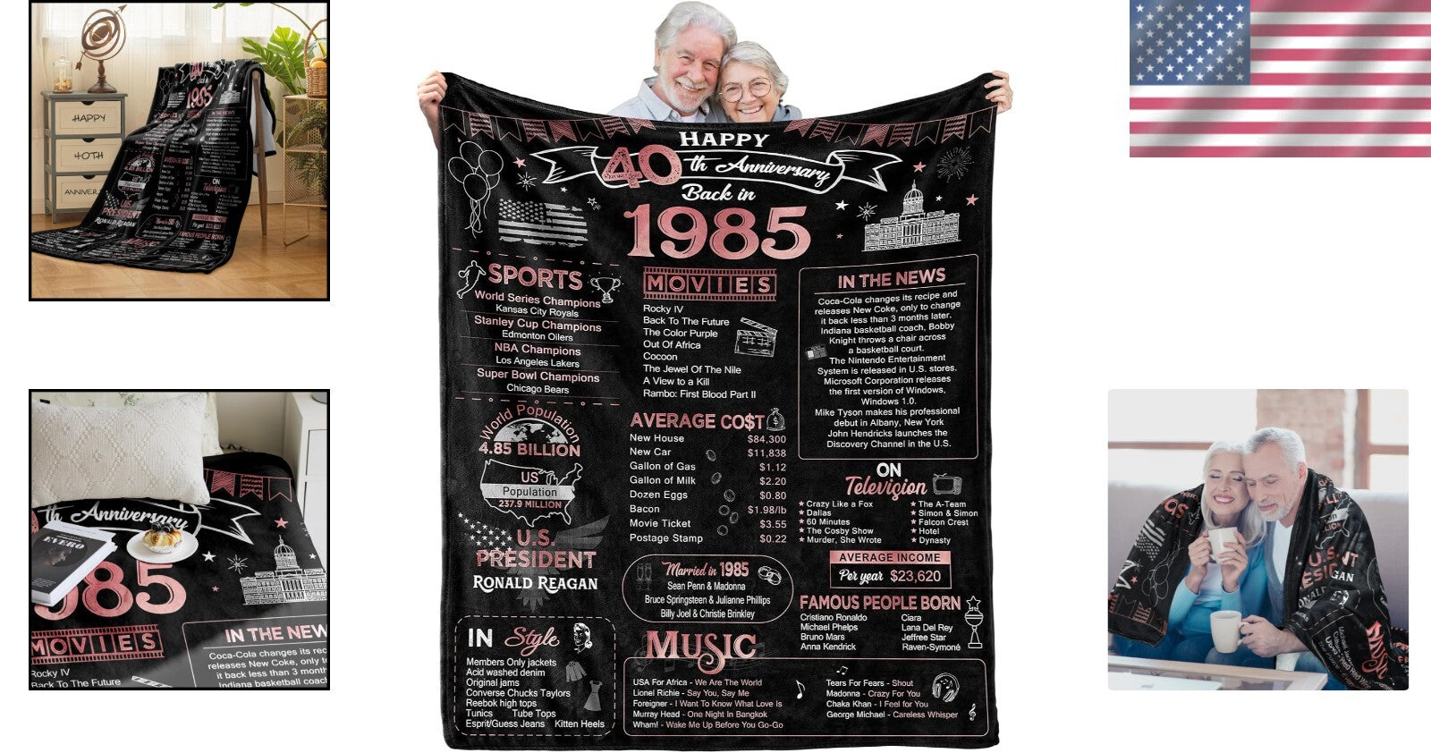 Elegant Ruby Wedding Anniversary Blanket – Perfect Gift for Loving Couples