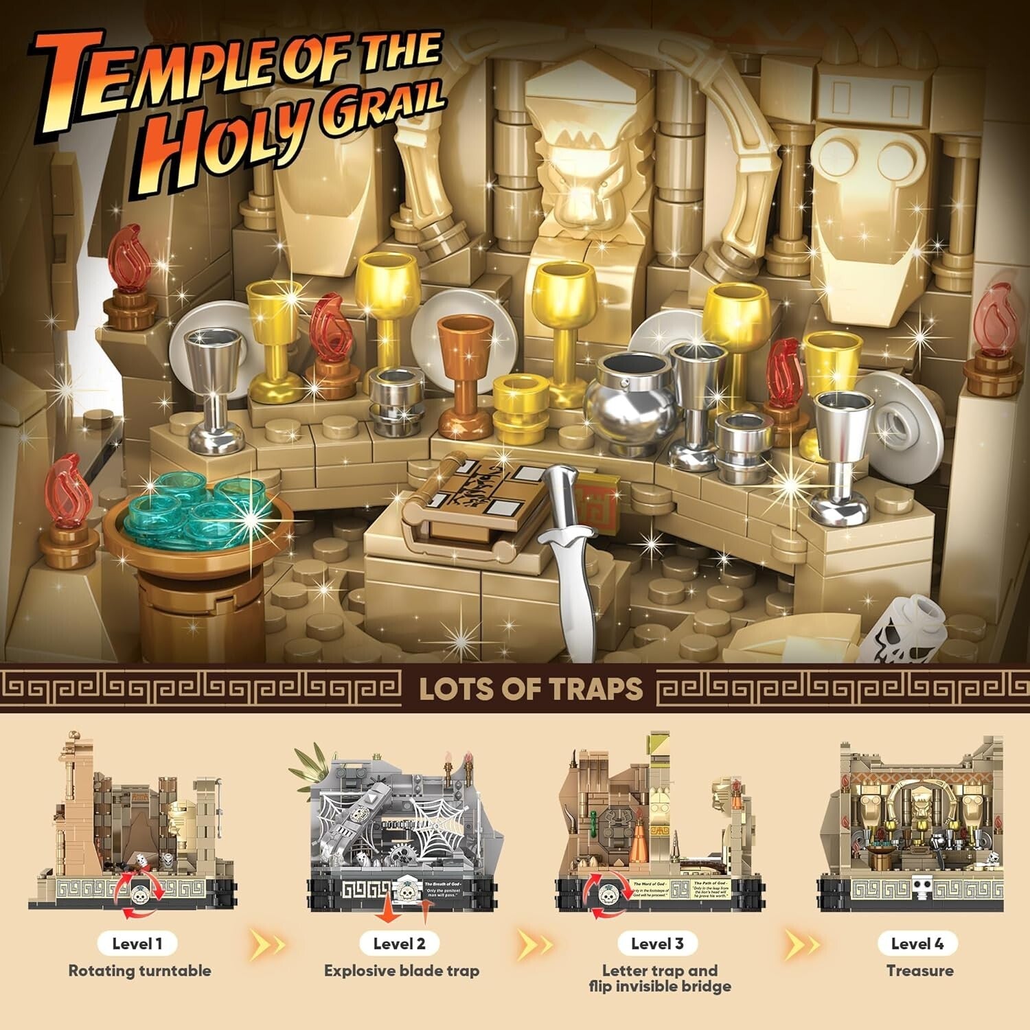 Adult & Kid-Friendly 5-in-1 Temple Building Set - Exciting 2388-Piece Adventure