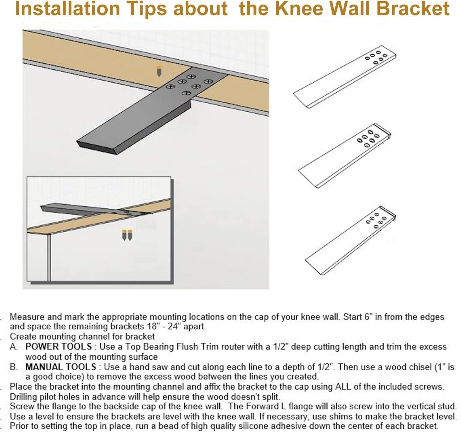 Concealed Heavy Duty Iron Countertop Support Brackets - 3 Pack for Safety