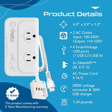 Load image into Gallery viewer, Travel-Ready Voltage Converter - 200W 220V to 110V Adapter with Surge Protection