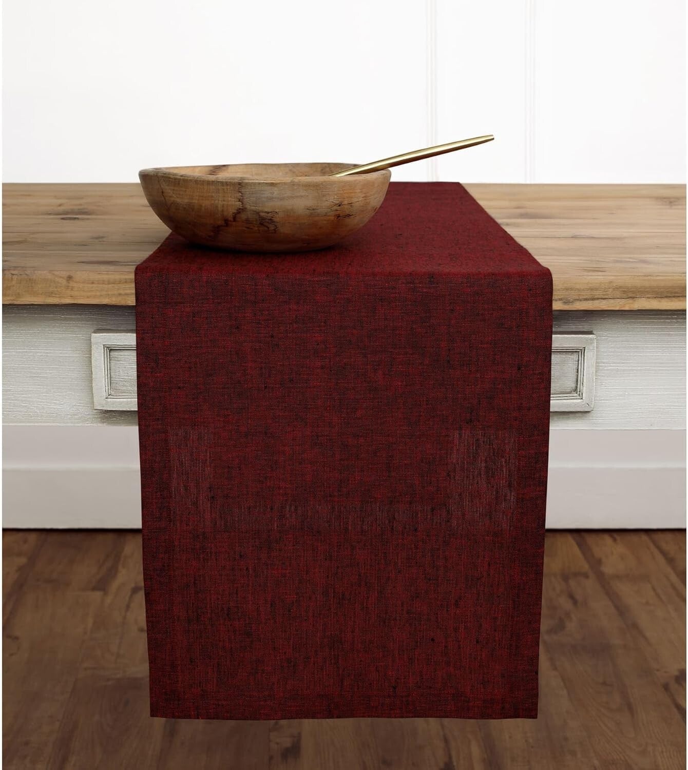Sophisticated Solid Red Garnet Linen Table Runner - Perfect for Celebrations