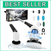 Load image into Gallery viewer, 3 Speed Power Scrubber with Long Handle &amp; Replaceable Brush Heads for Bathroom