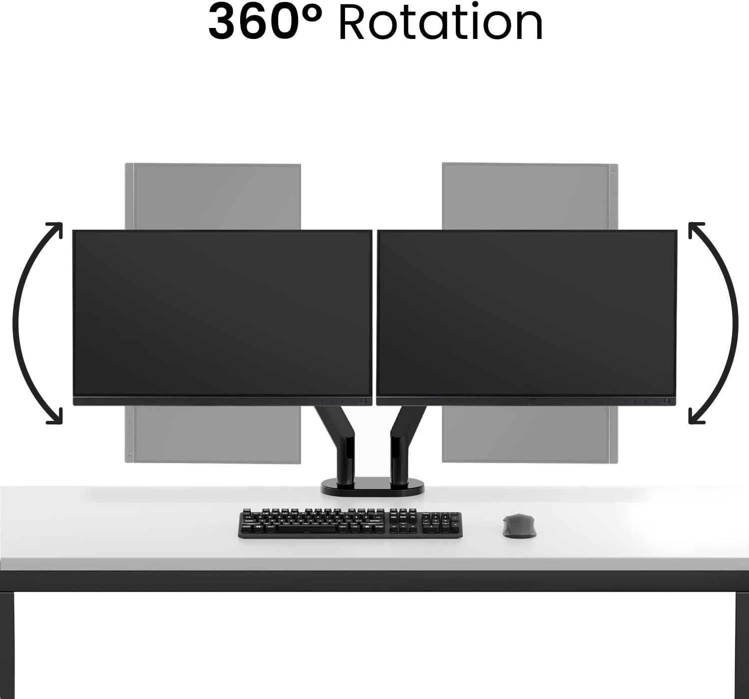 Alloy Steel Dual Monitor Mount with 360° Flexibility - Fits 14" to 35" Displays