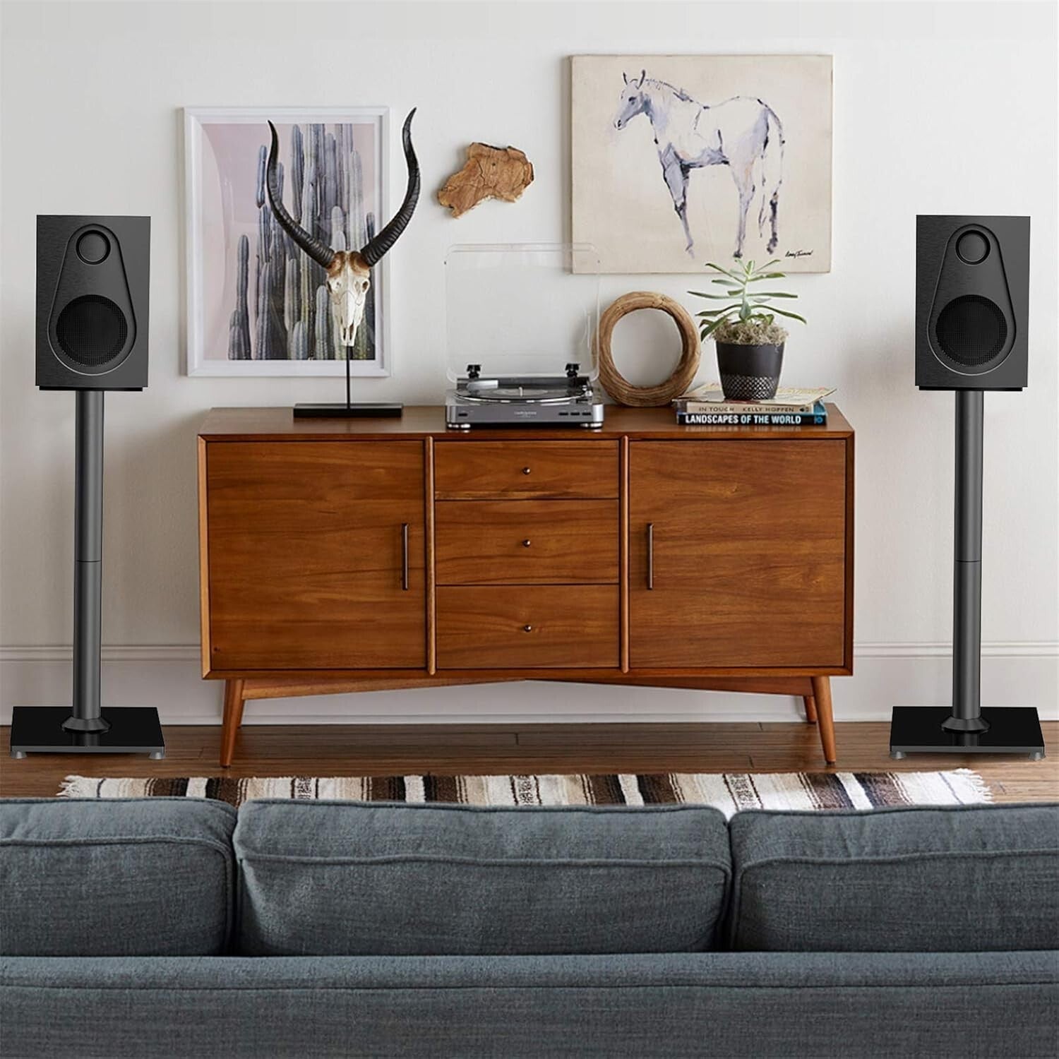 Elegant Black Floor Speaker Stands for Klipsch & Yamaha - Ideal for Home Audio