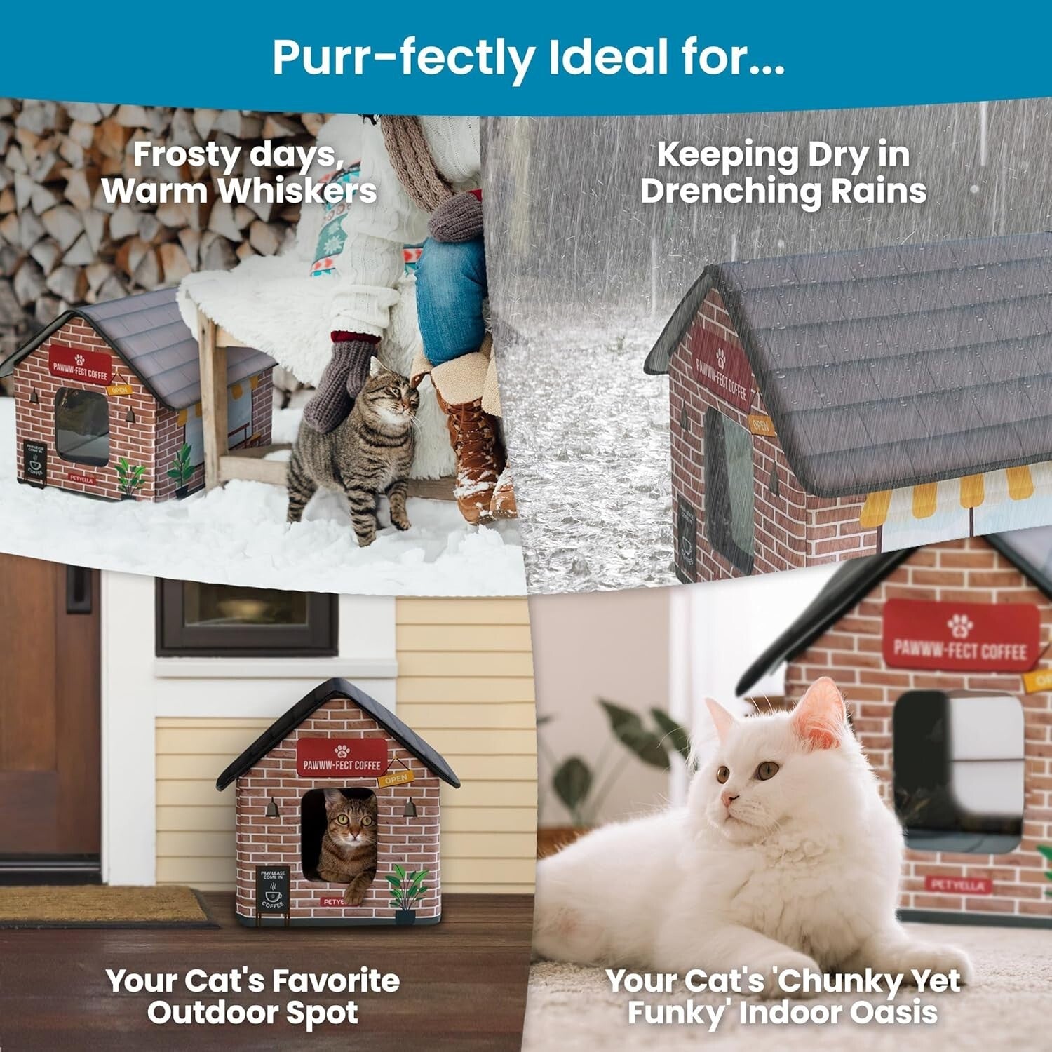 Luxury Heated Cat House - Waterproof & Insulated Shelter for Outdoor Cats