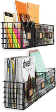 Load image into Gallery viewer, Charming Black Metal Wall Rack Organizer for Papers and Magazines - Set of 2