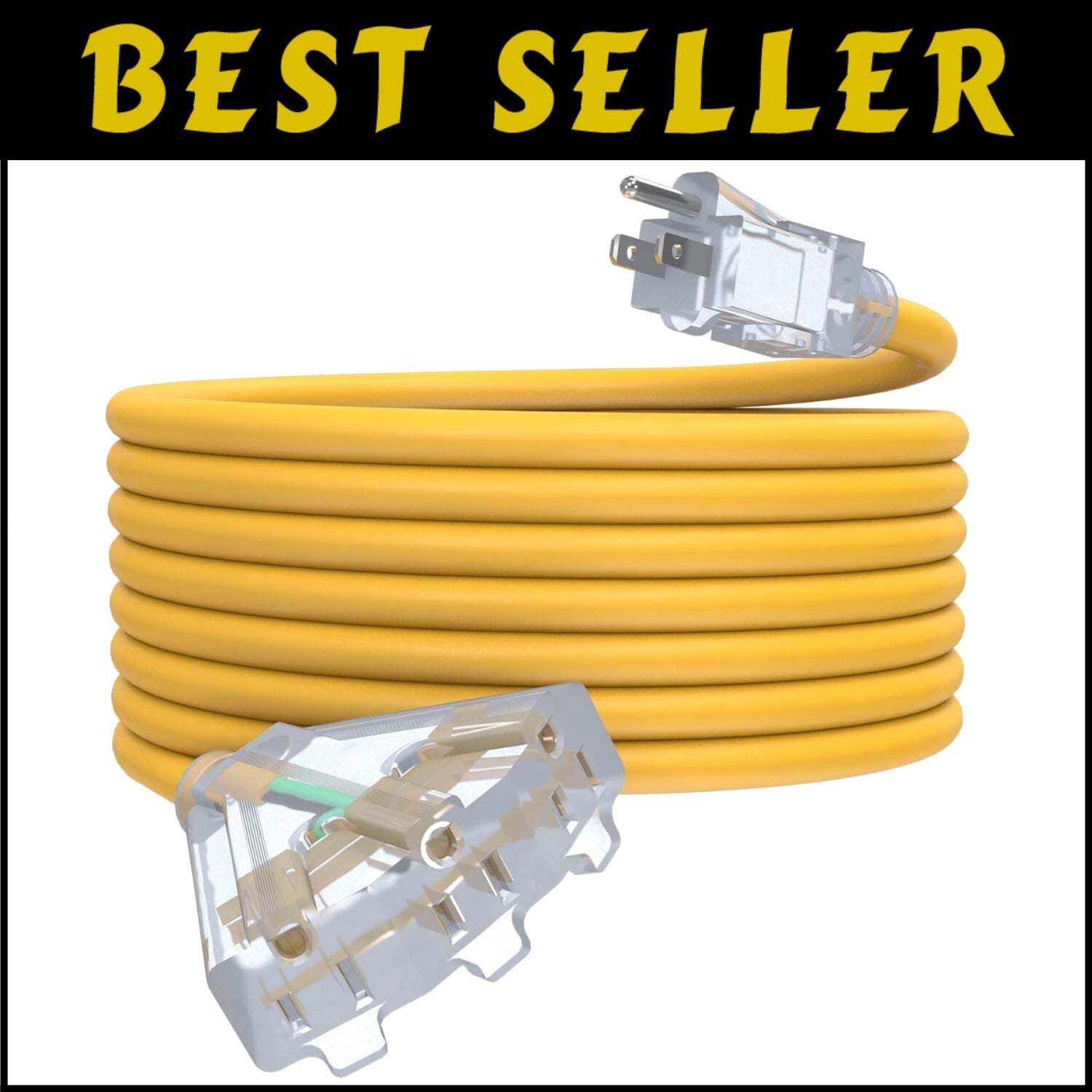 Durable Waterproof 25ft Extension Cord with 3 Outlets and Reliable Indicator