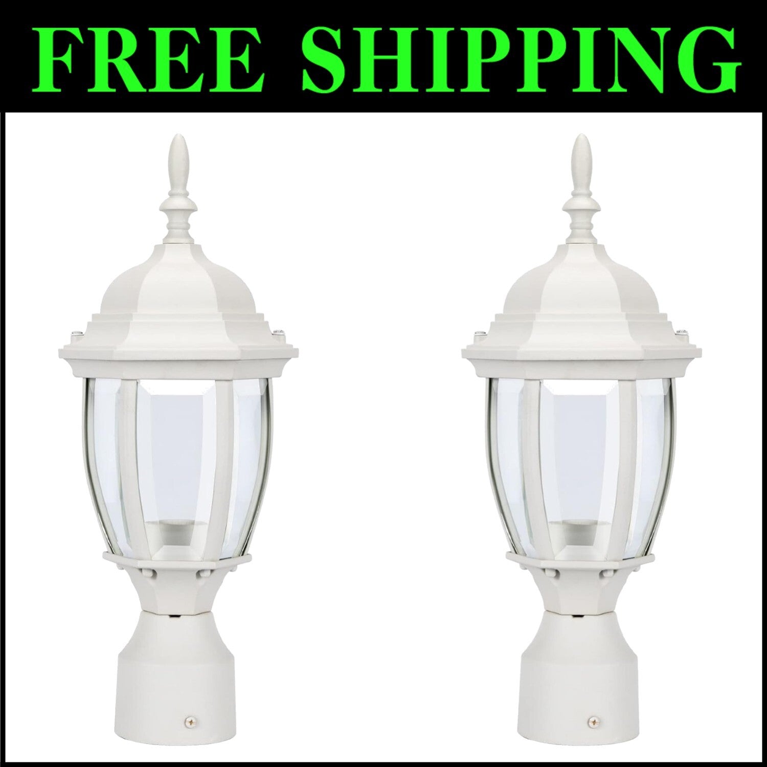 Classic Outdoor Post Lighting Fixture - Shock Resistant, Waterproof, 2-Pack