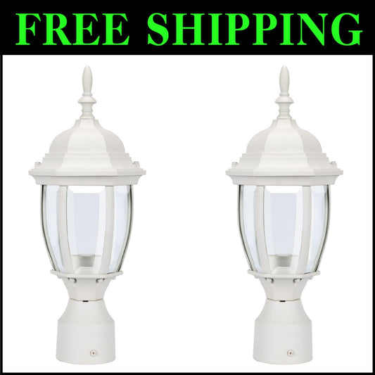 Classic Outdoor Post Lighting Fixture - Shock Resistant, Waterproof, 2-Pack