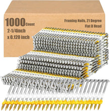 Load image into Gallery viewer, Heavy-Duty 21 Degree Framing Nails: 1000 Pack of Galvanized Ring Shank Nails