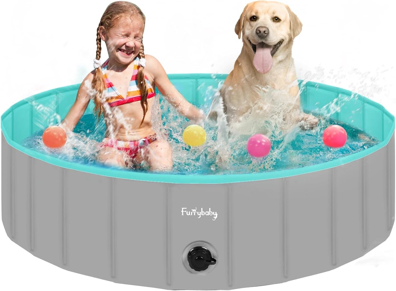 Foldable Hard Plastic Pool for Dogs - 47" Round Safe Fun for Pets & Kids