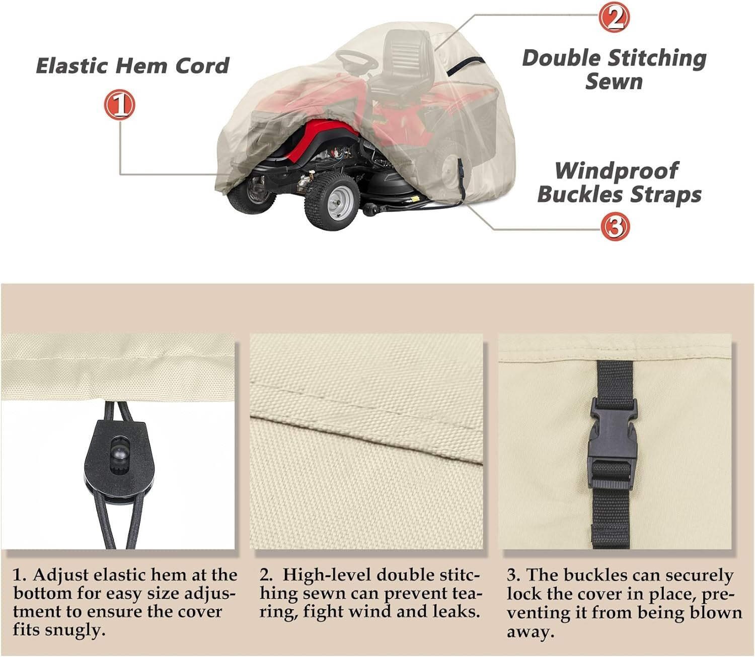 Easy-Install Lawn Tractor Cover with Dual Air Vents – Fits up to 54-inch Decks