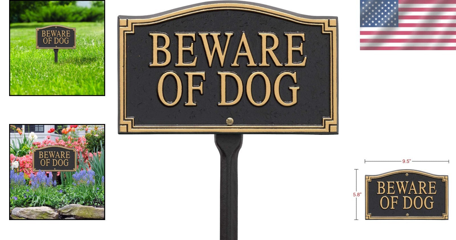 Durable 'Beware of Dog' Warning Marker - Cast Aluminum with Alumi-shield Coating
