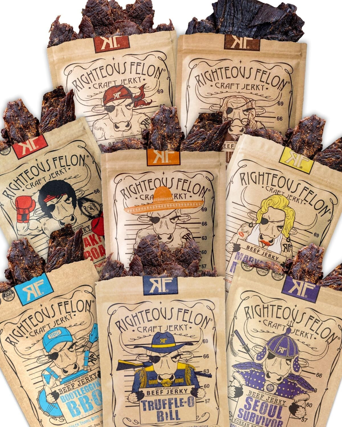 8-Pack Beef Jerky Variety – American-Made, Gluten-Free & Savory Goodness
